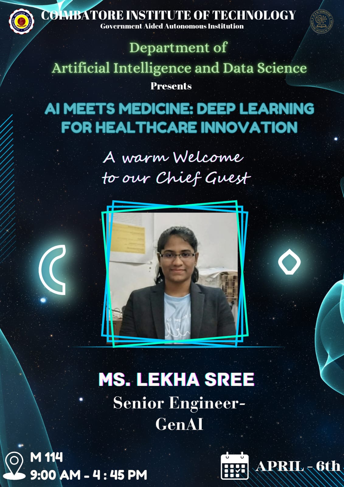 One-day workshop on “AI Meets Medicine: Deep Learning for Healthcare Innovation”  - Dept. of AI & DS