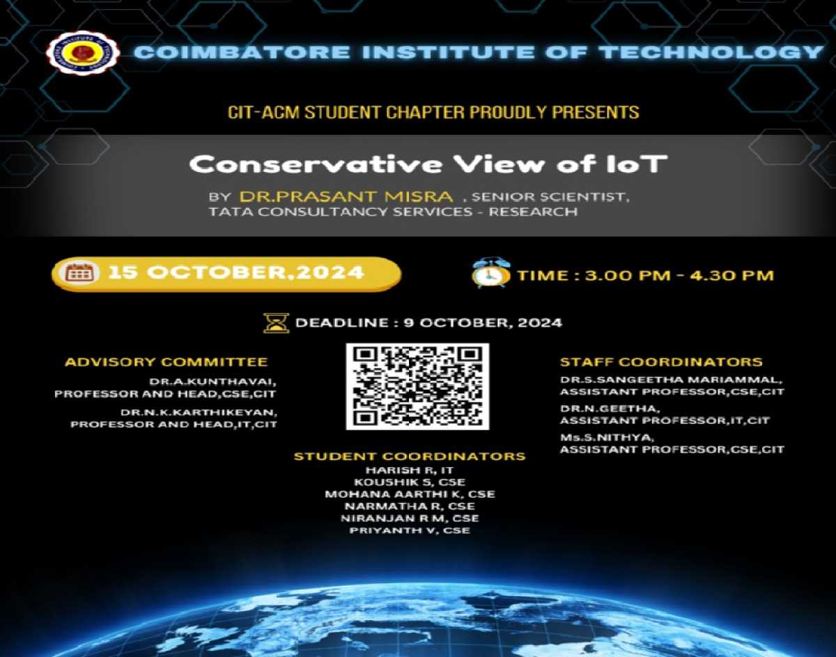 ACM Distinguished Speaker Program – Seminar on IoT  |  Date: 15-10-2024 